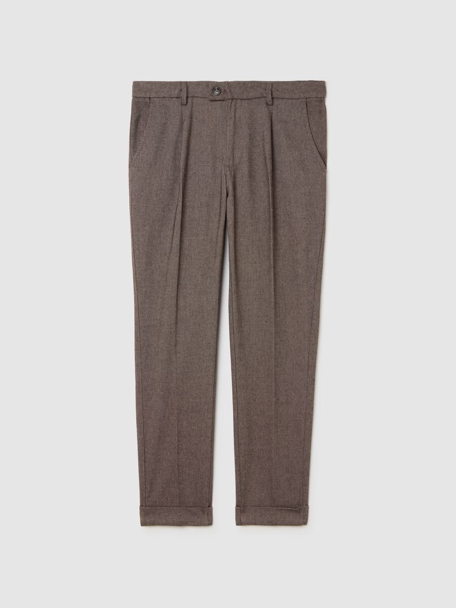 Brown Comfort Fit Chino Trousers_4