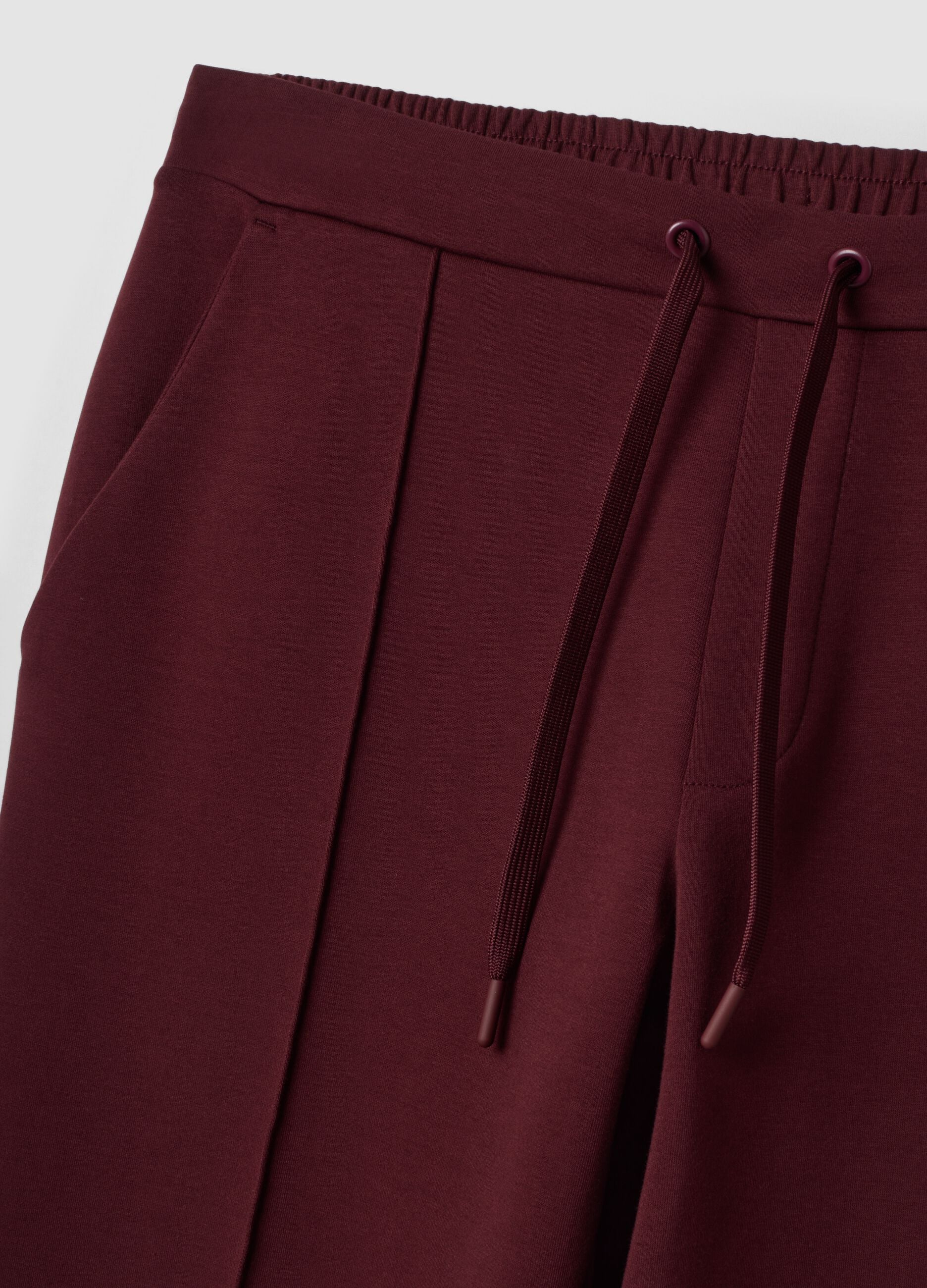 Red regular-fit stretch cotton trousers