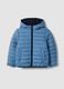 Reversible ultralight hooded zip jacket in light blue for boys_0