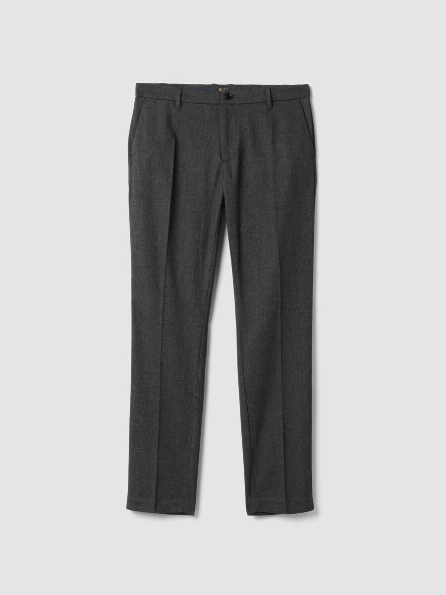 Grey and black slim-fit stretch viscose chino trousers_0