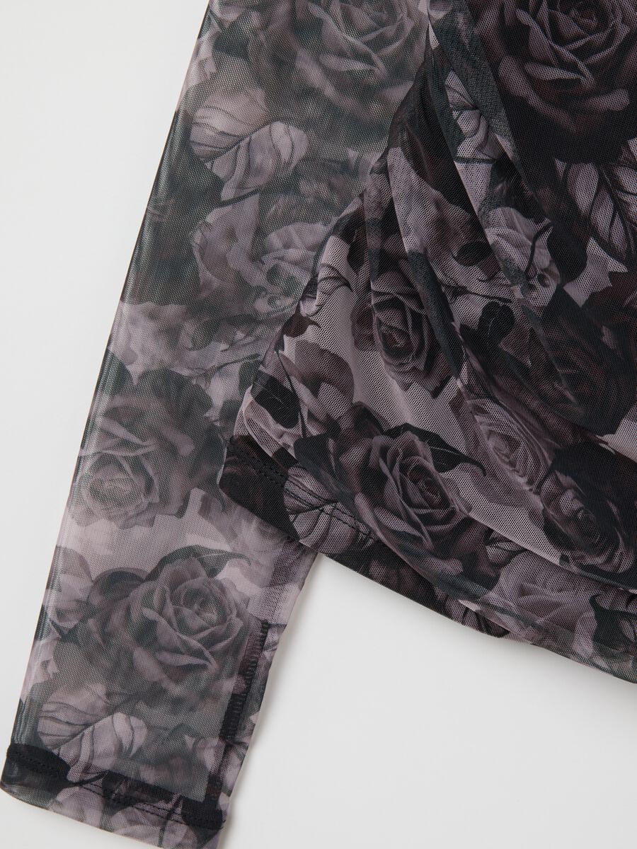 Grey Long Sleeve Top with Floral Print_5