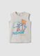 White pure cotton vest top with surf print_0