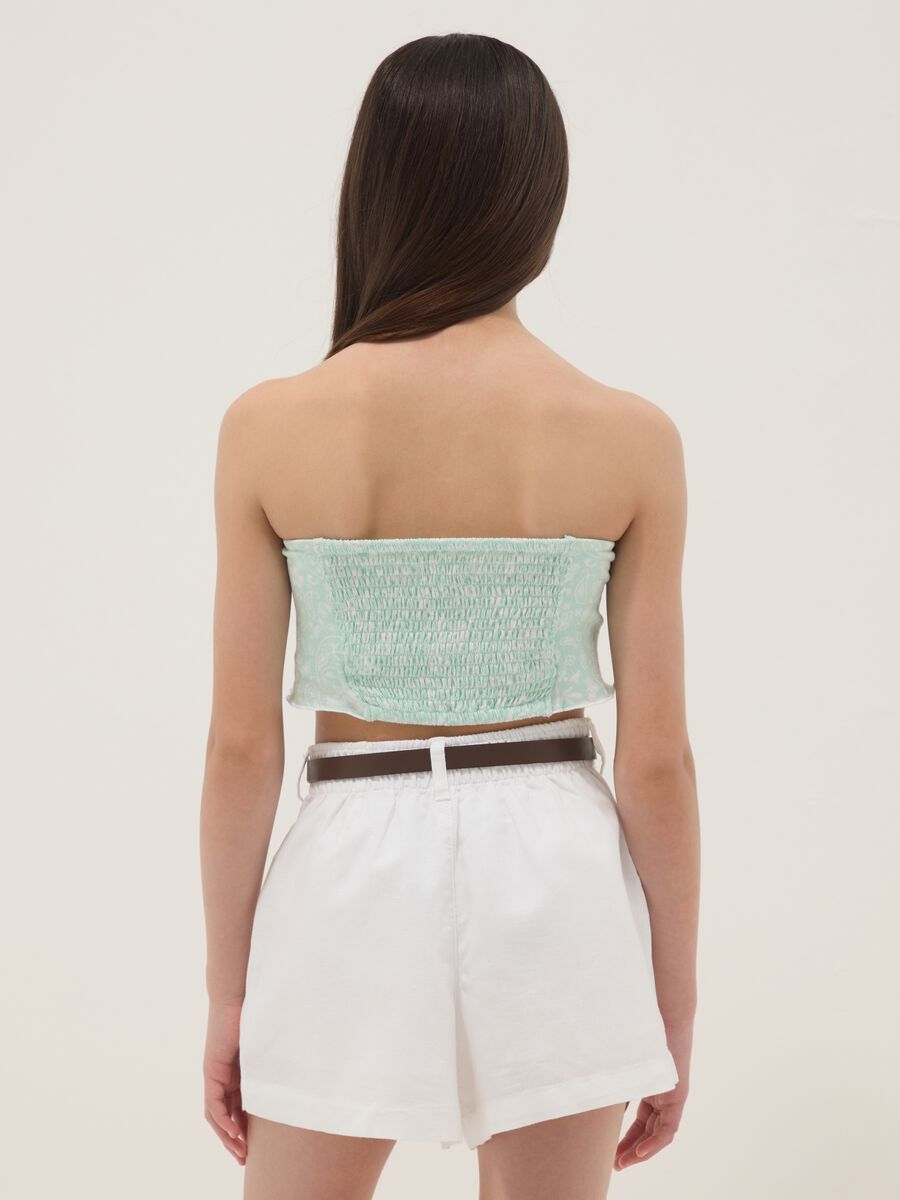 Hellblaues Top aus Stretch-Baumwolle mit Paisley-Print_2