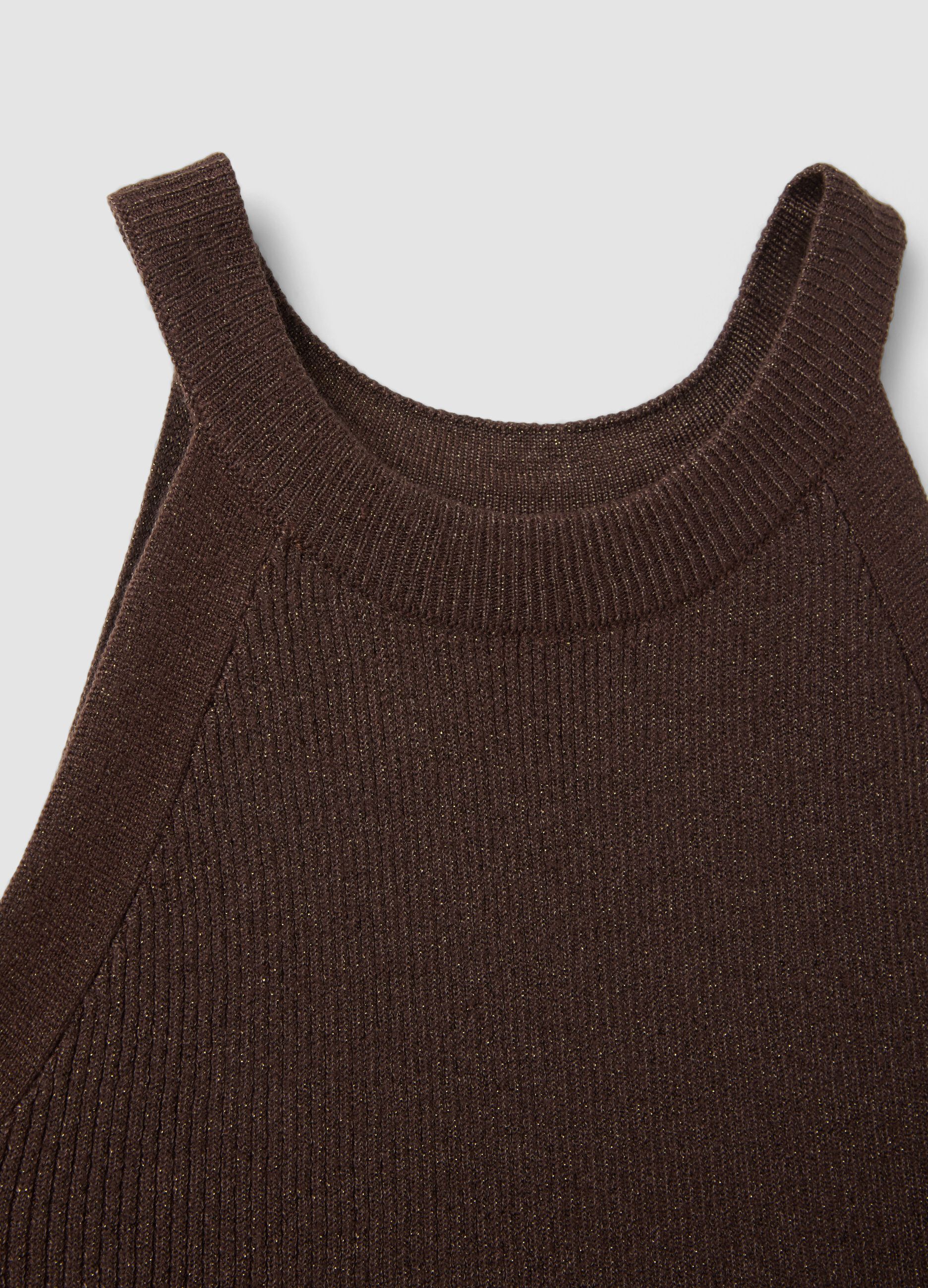 Enganliegendes Tanktop aus braunem Viskose-Mix