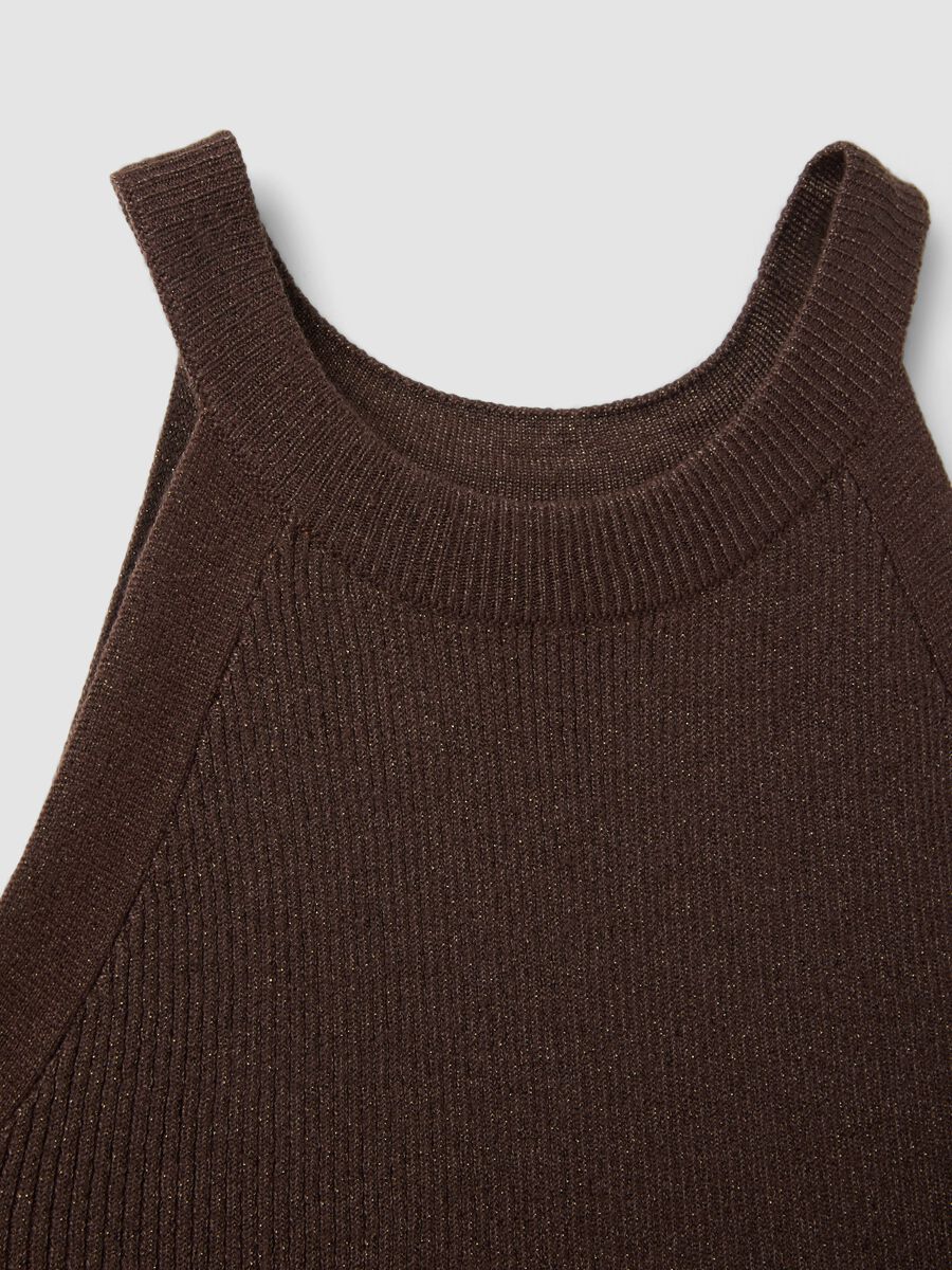 Enganliegendes Tanktop aus braunem Viskose-Mix_5