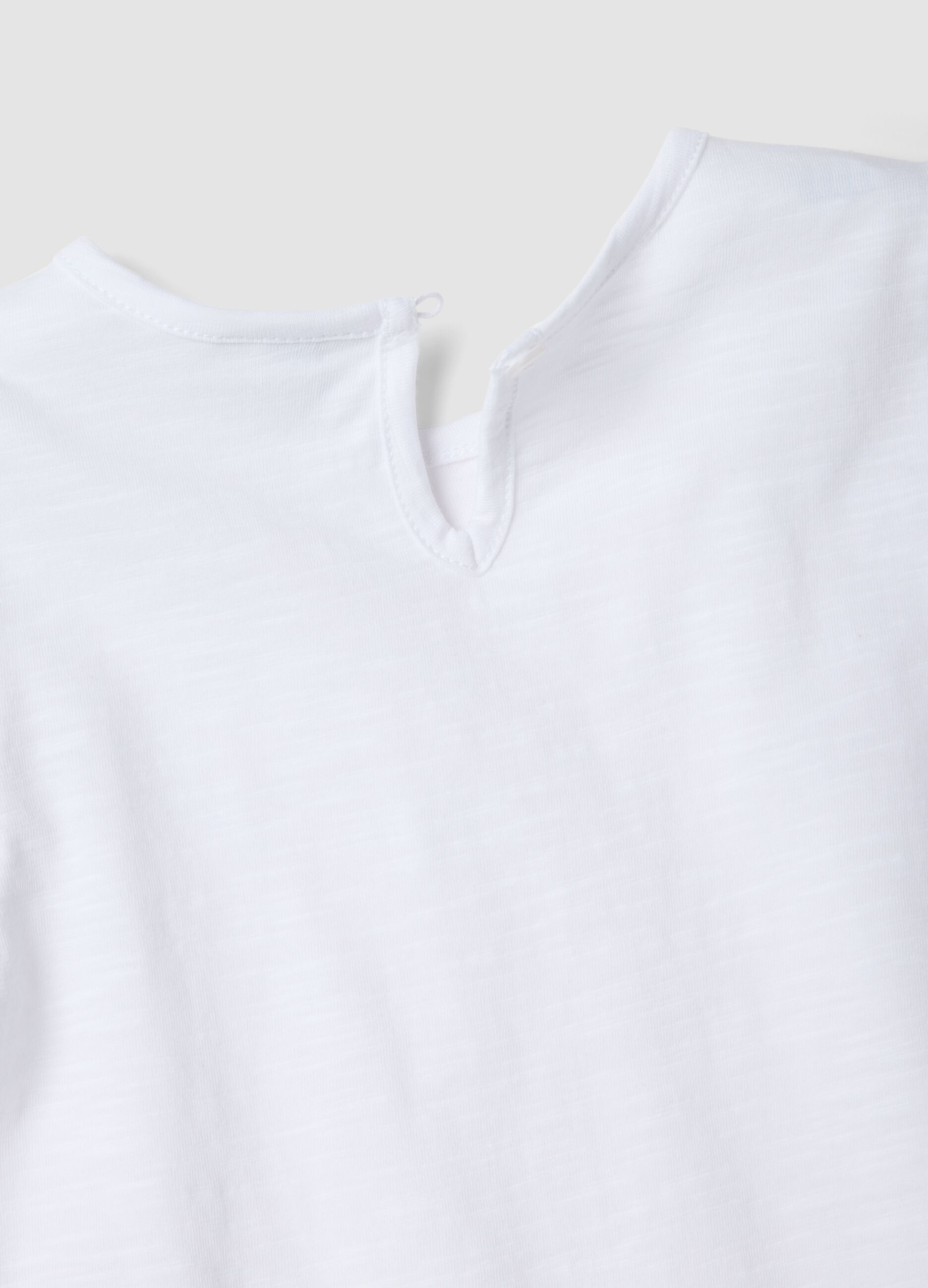 White pure cotton T-shirt with chest pocket