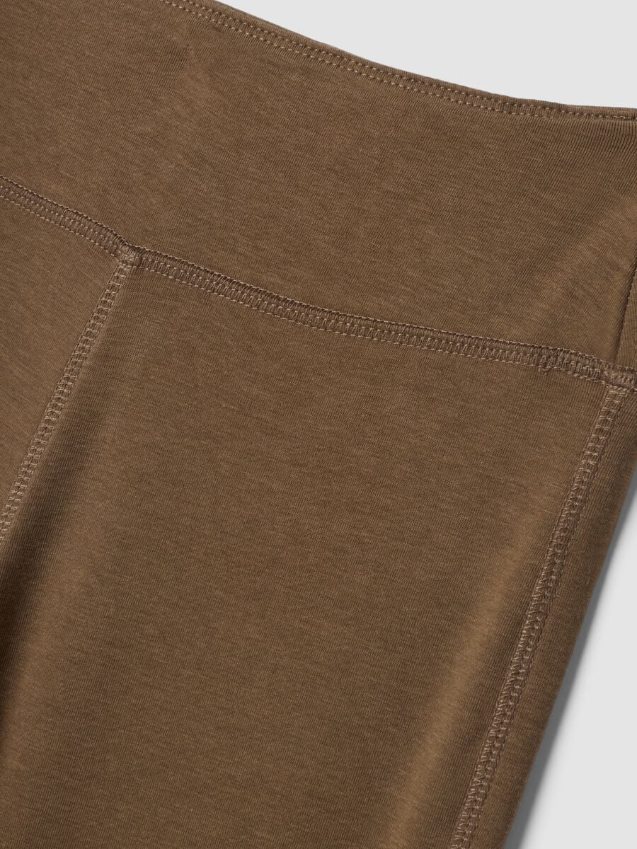Brown flared viscose stretch jersey leggings_1