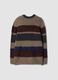 Brown striped stretch wool crew-neck jumper, regular fit_2