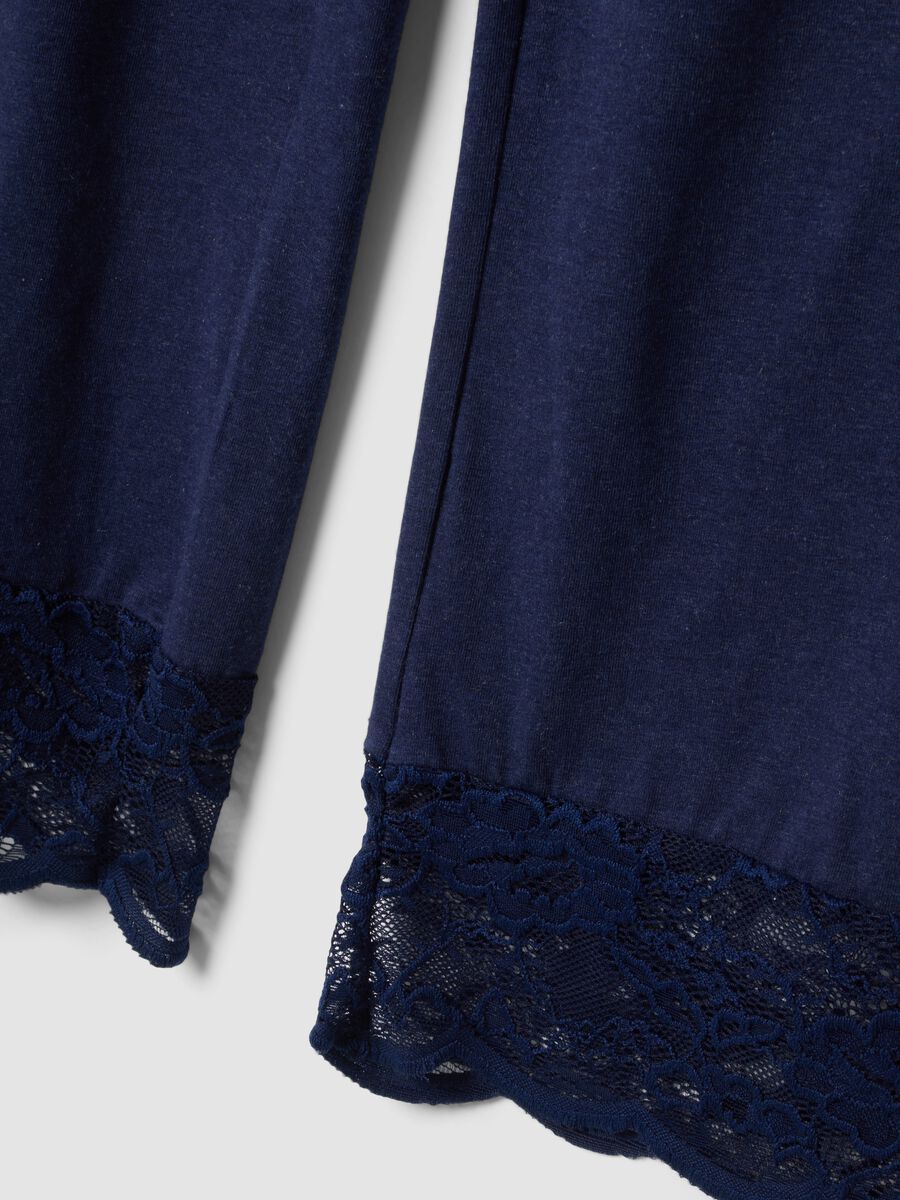 Blue pyjama trousers in cotton, lyocell and stretch wool_5