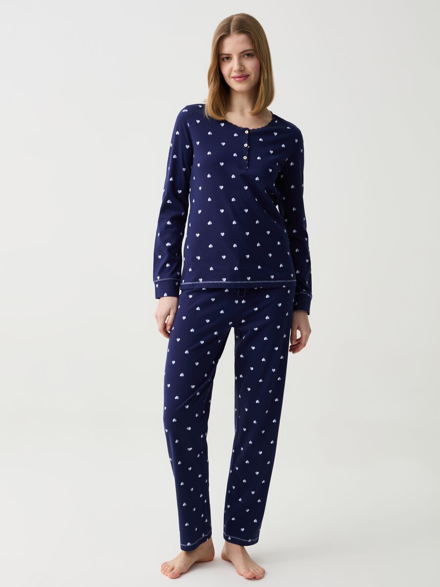 Pyjama trousers with hearts print_0