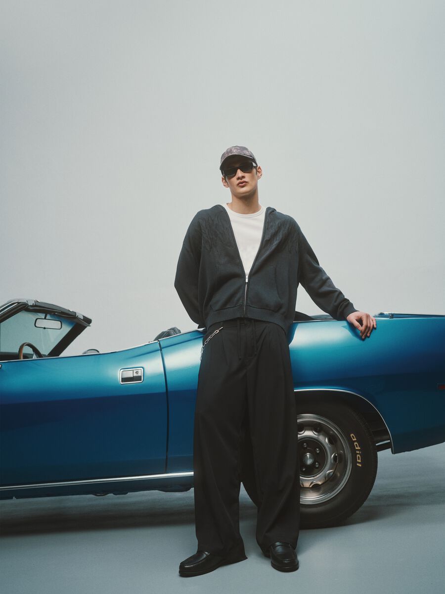 Black viscose stretch chino trousers regular fit_0