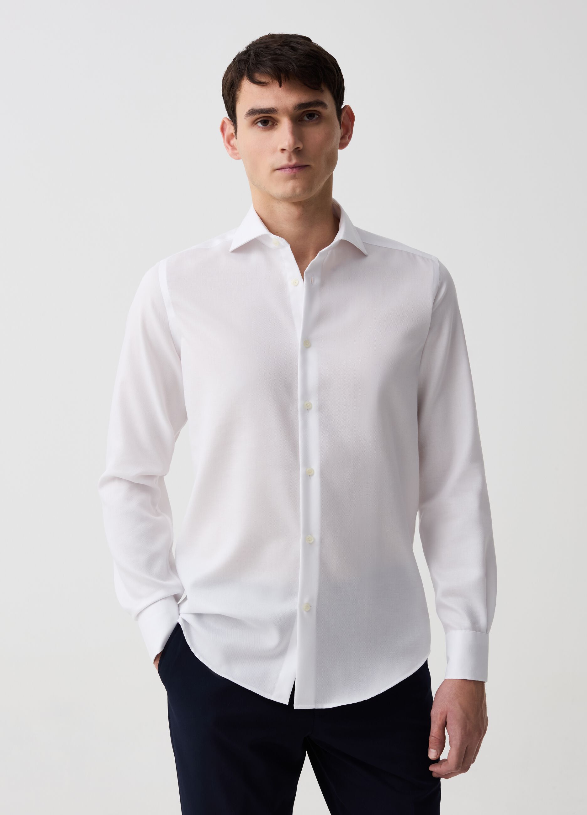 Slim-fit shirt in no-iron cotton