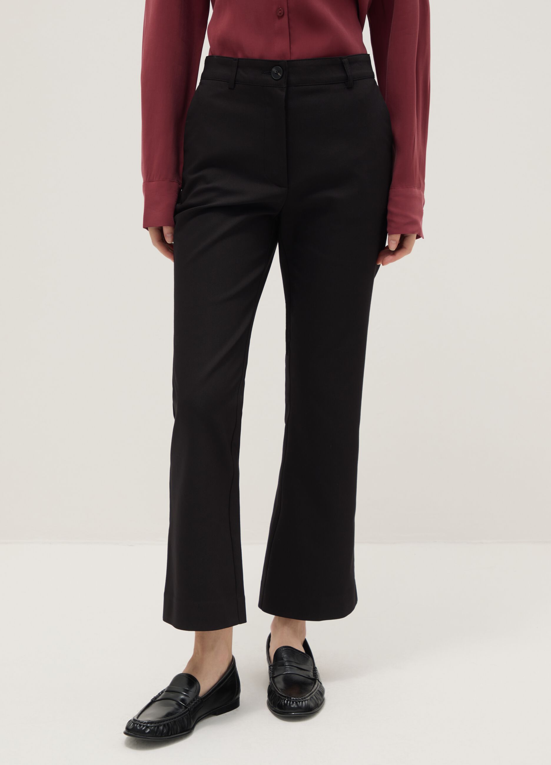 Black stretch regular fit trousers