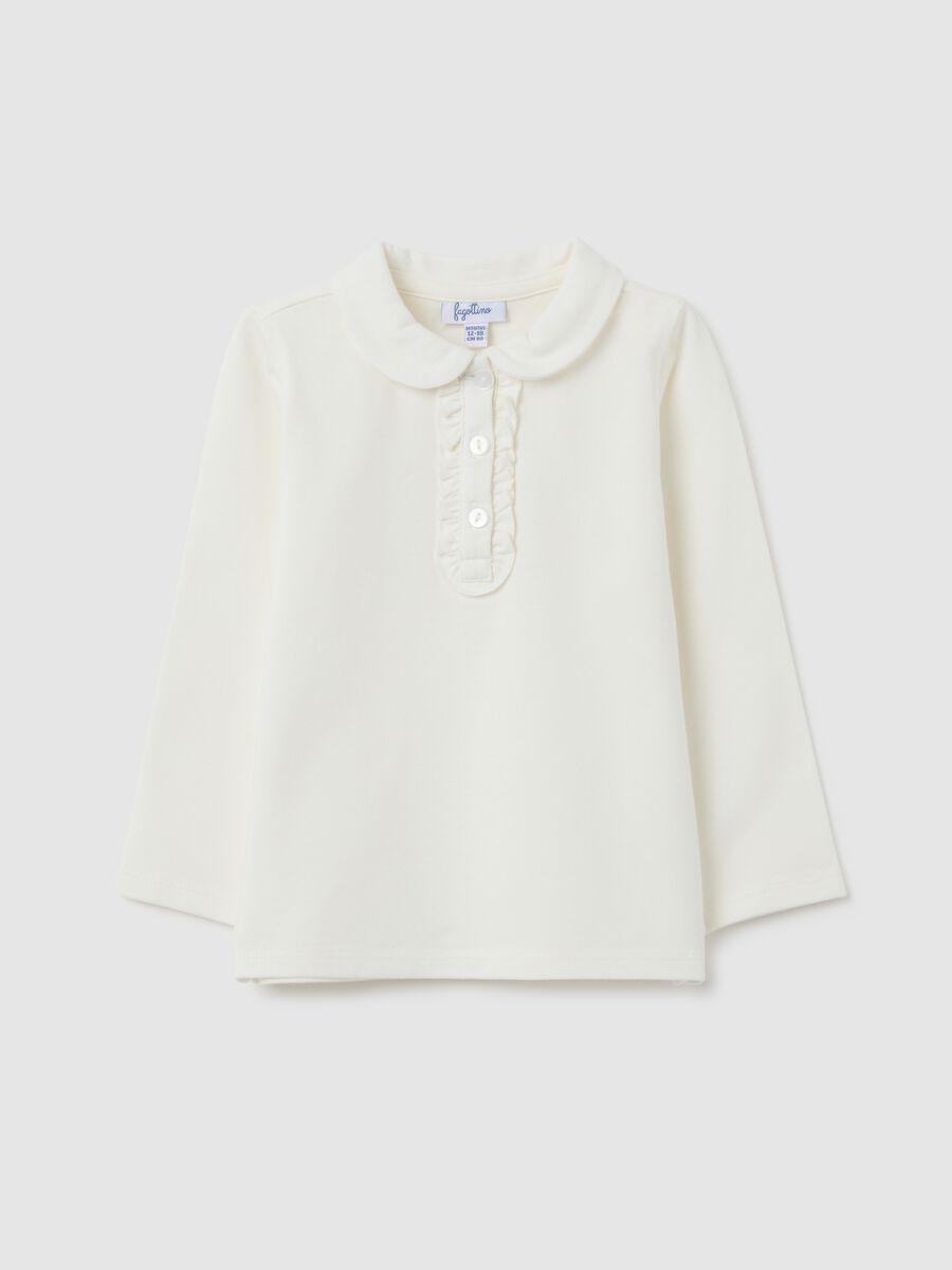 Girls white cotton regular fit sweater_0