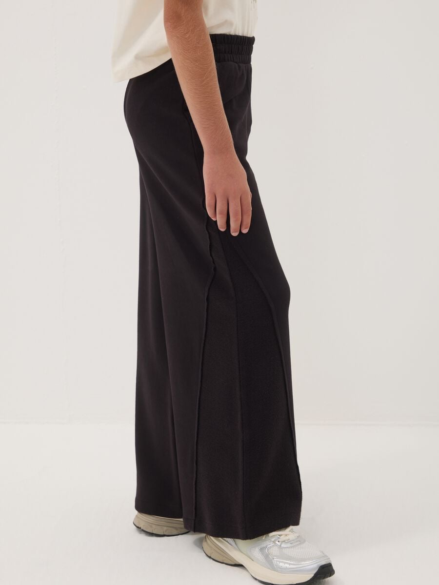 Black wide-leg trousers in pure cotton_1