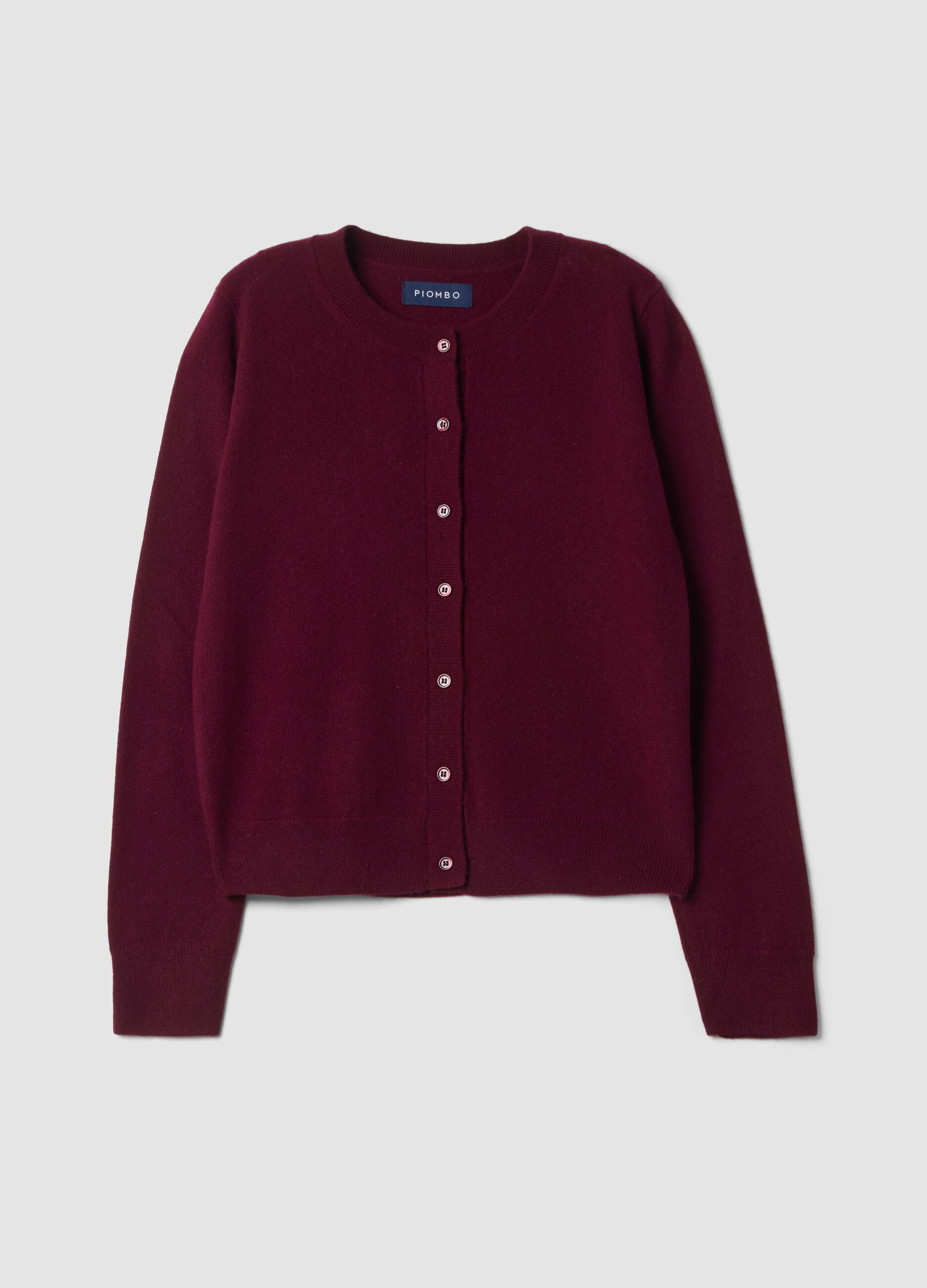 Roter Rundhals-Cardigan aus reinem Kaschmir