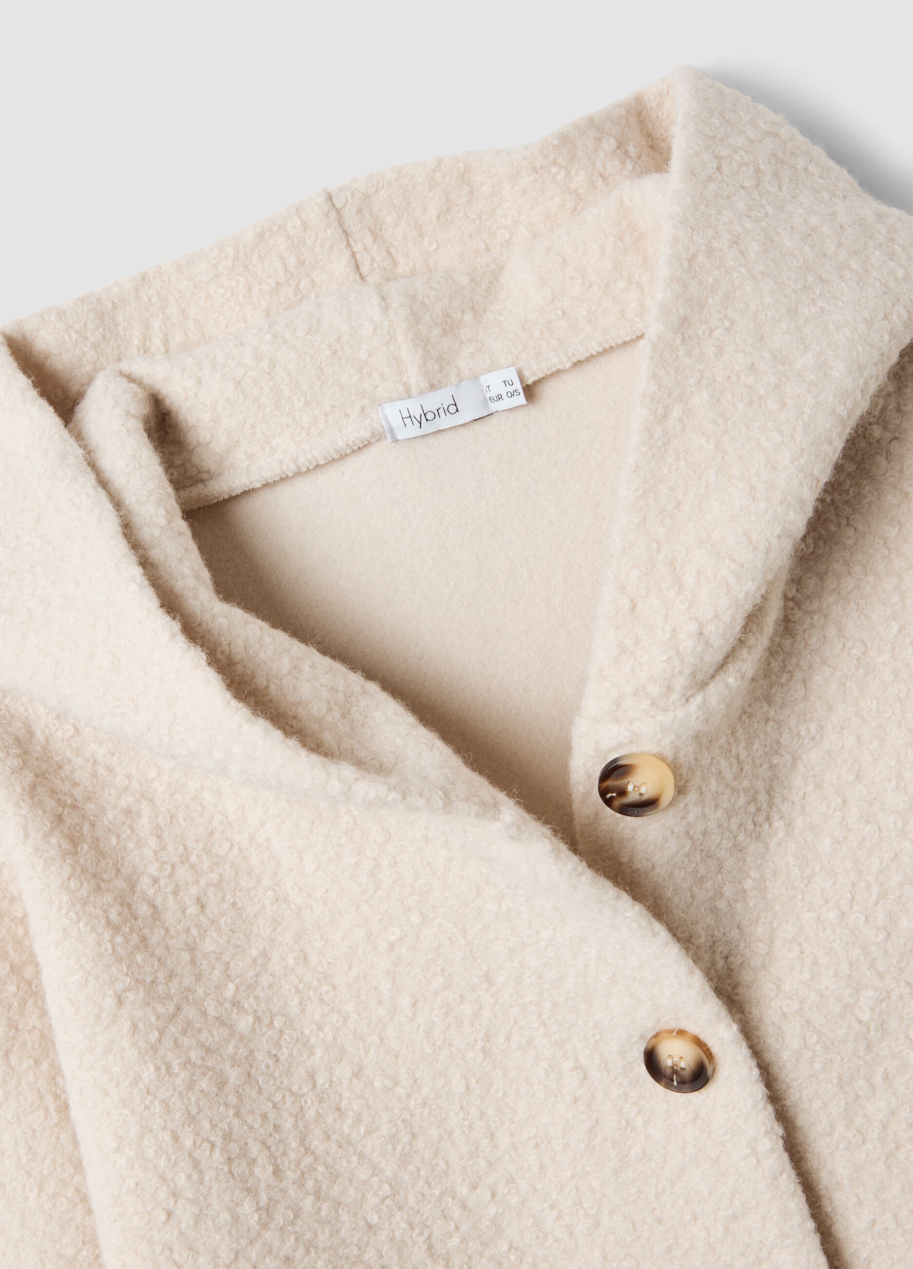 Beige regular-fit coat with hood and buttons