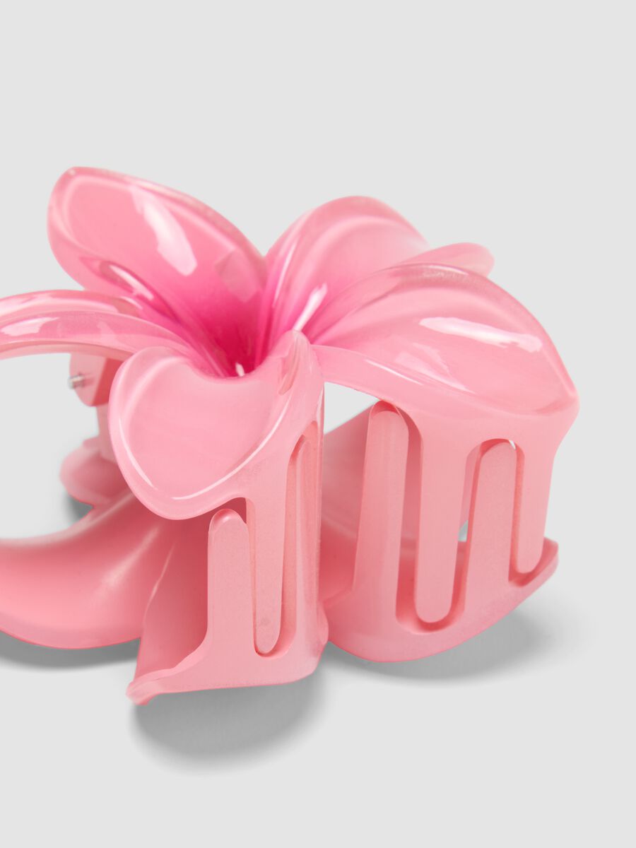 Gancho de cabelo rosa em forma de flor para meninas_1