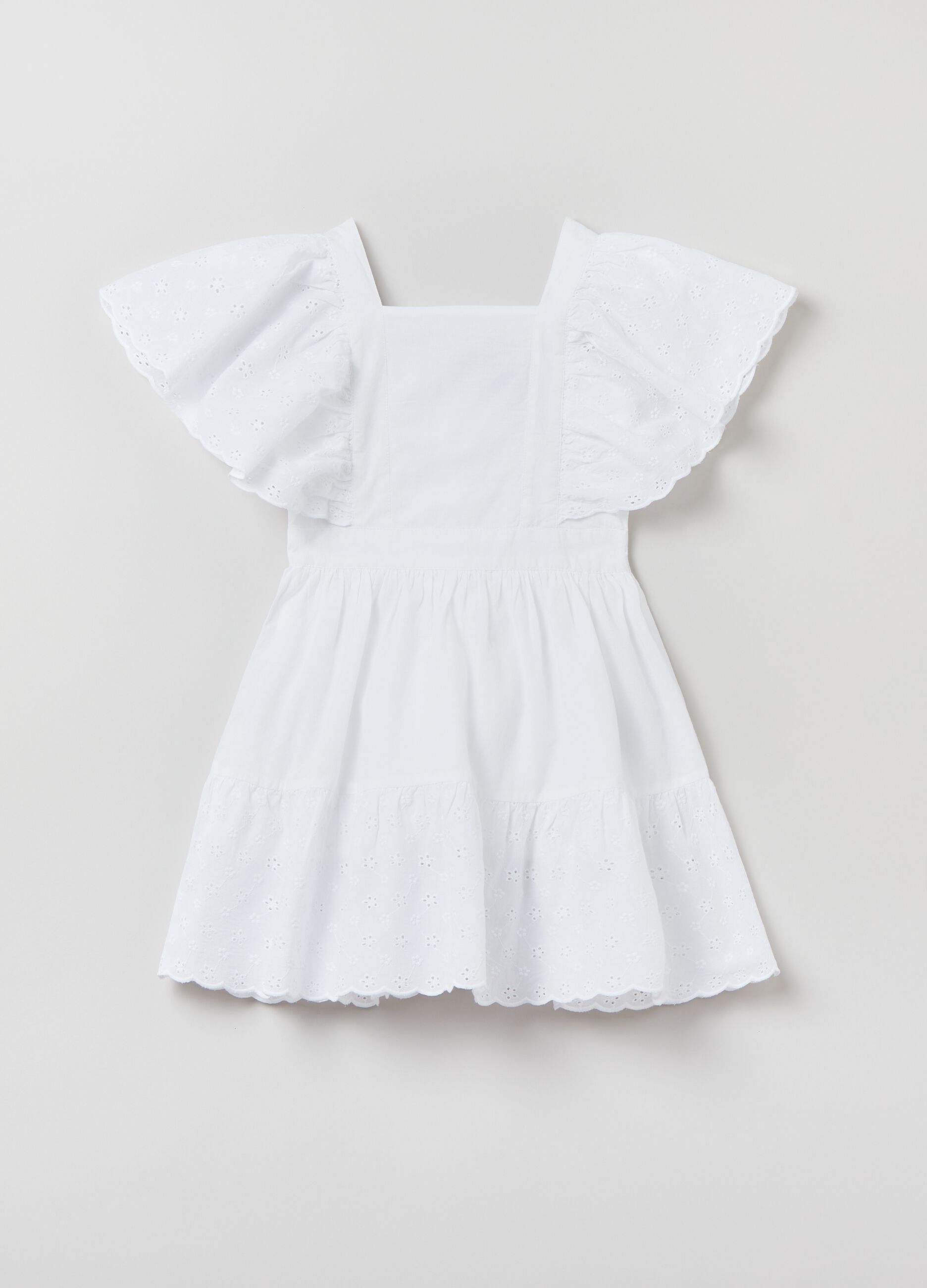 Cotton dress with flounced sleeves