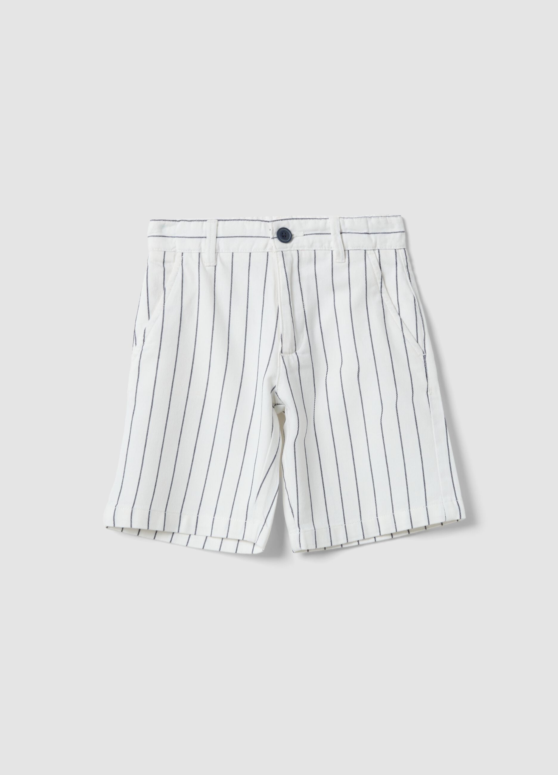 Children's multicoloured striped pure cotton shorts with regular fit