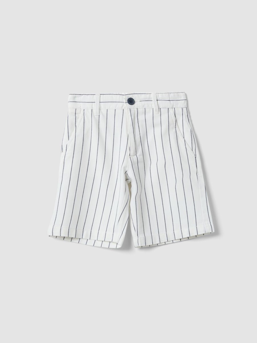 Children's multicoloured striped pure cotton shorts with regular fit_0