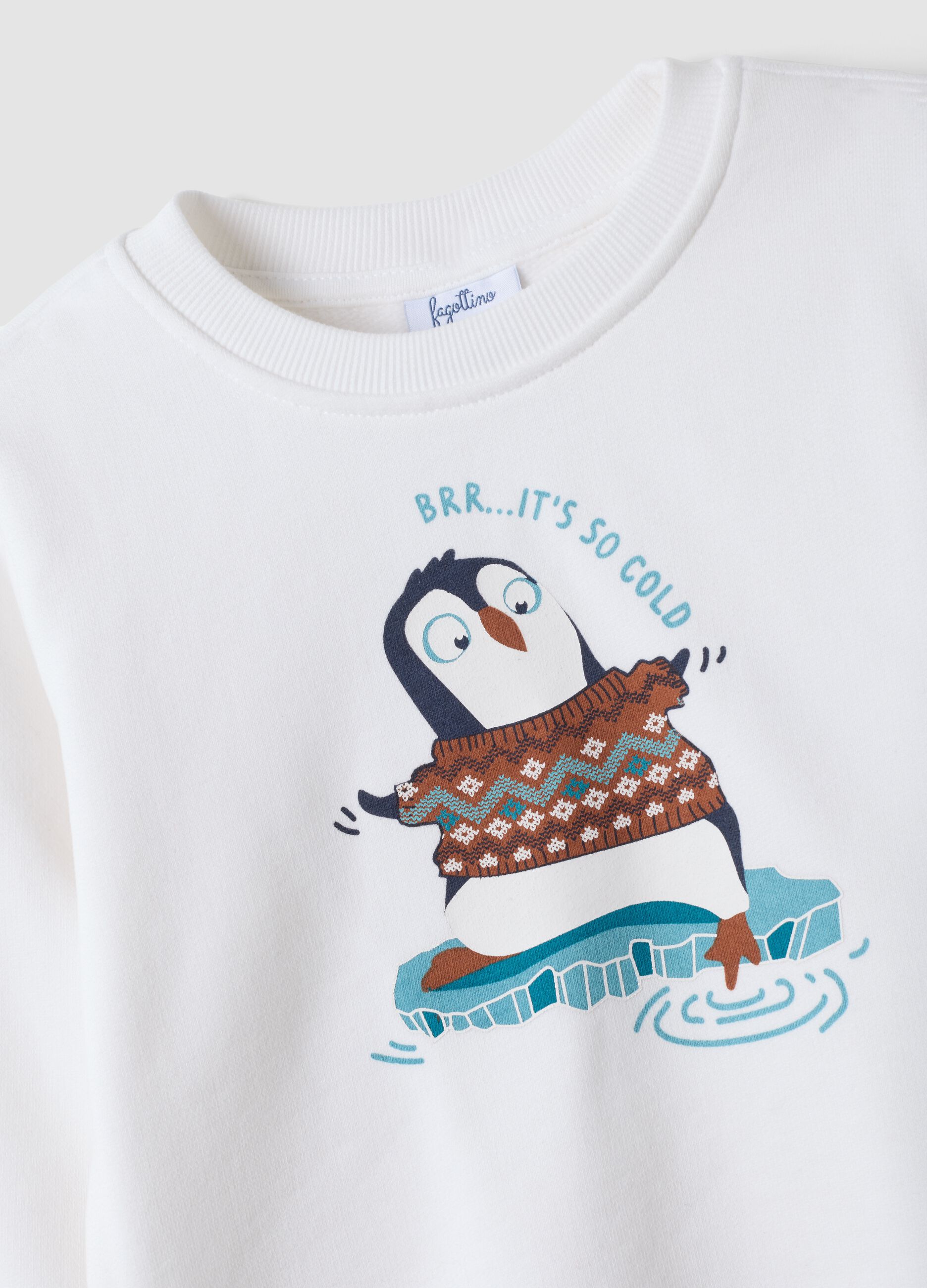 White crew-neck sweatshirt in 100% cotton