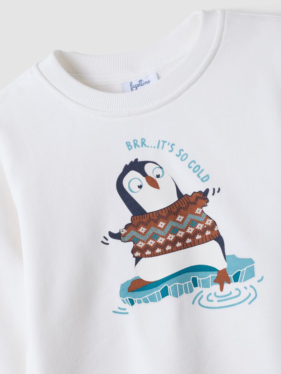 White crew-neck sweatshirt in 100% cotton_2