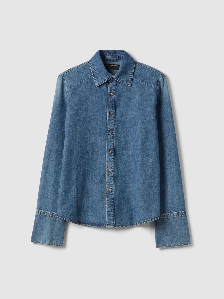 Blue Denim Long Sleeve Shirt in Pure Cotton Regular Fit_4