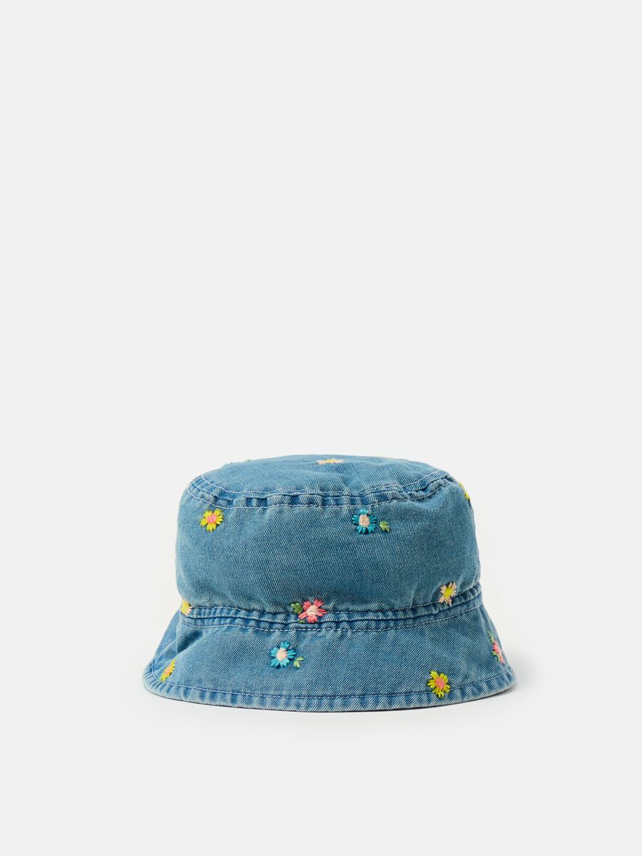 Denim fishing hat with embroidery_0