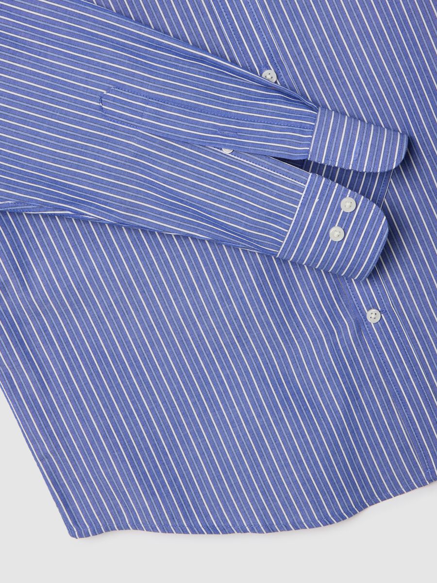 Blue Regular Fit Cotton Blend Shirt_5