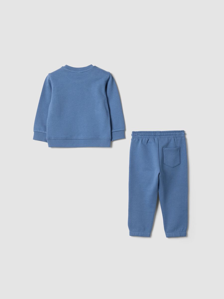 Blue pure cotton jogging set with teddy bear print_1