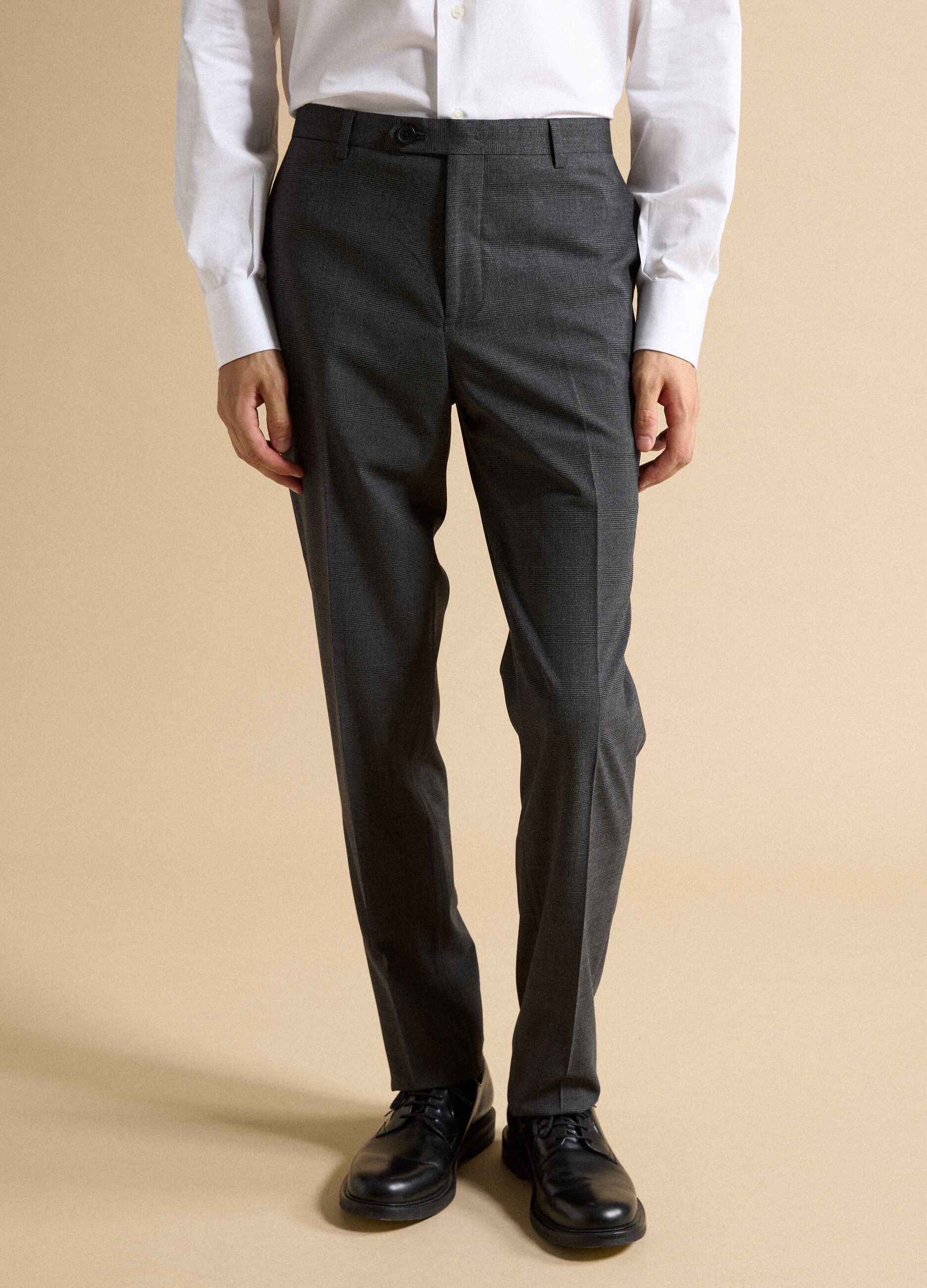 Grey slim-fit formal trousers in stretch viscose