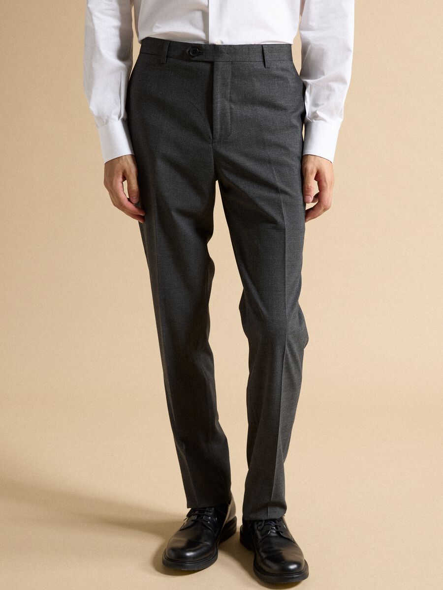 Grey slim-fit formal trousers in stretch viscose_1
