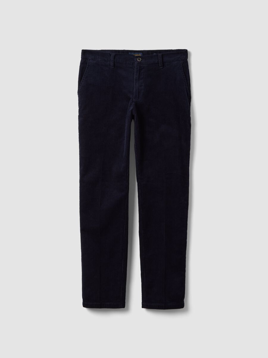 Cal&ccedil;as chino azul-marinho regular fit em bombazina de algod&atilde;o el&aacute;stico_4