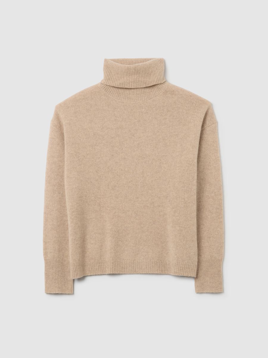 Beige Pure Wool Roll Neck Jumper Regular Fit_4