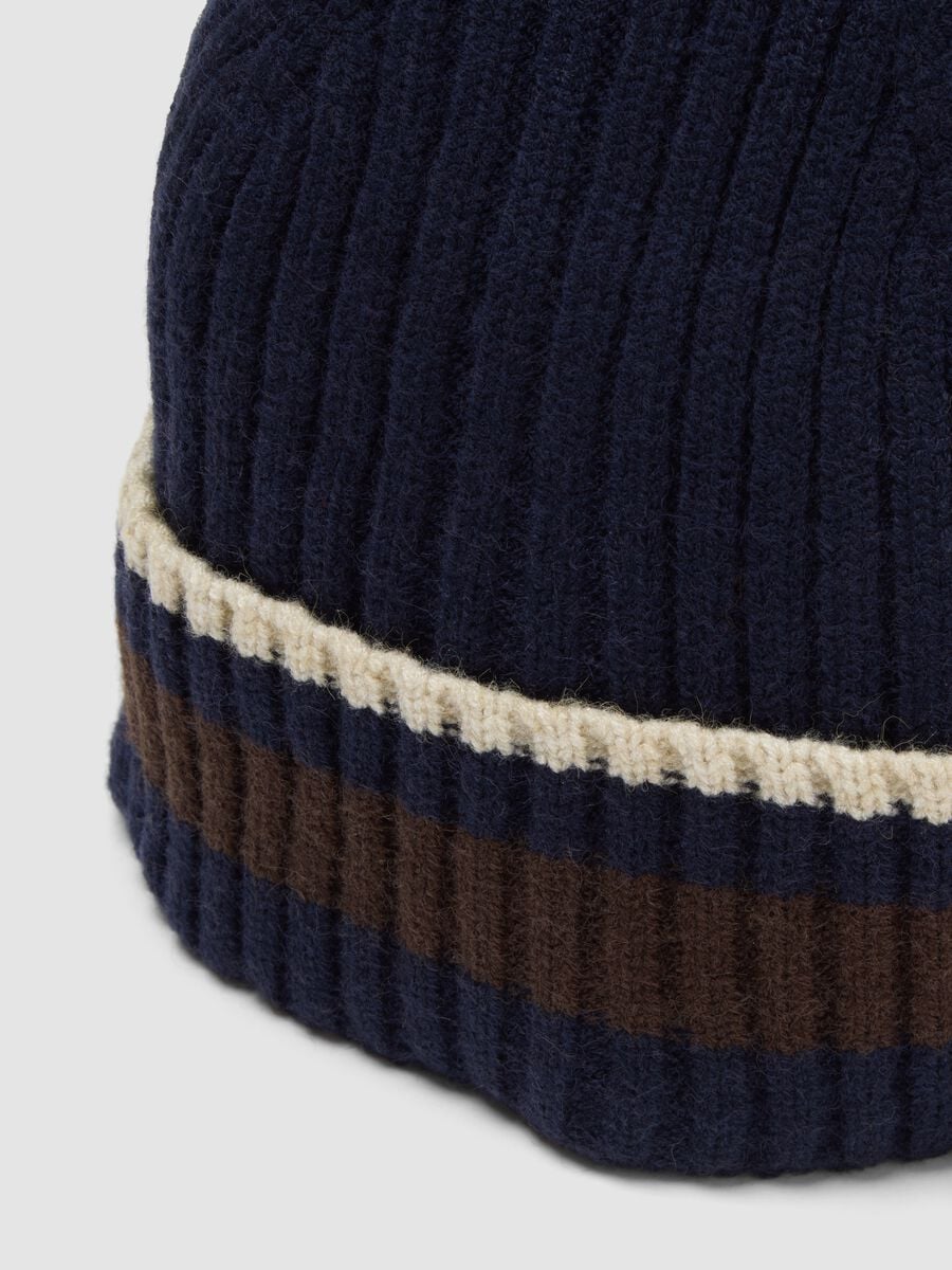 Navy ribbed viscose and wool blend beanie_2
