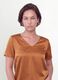 Braune Satinbluse aus Stretchmaterial mit V-Ausschnitt, Regular Fit_0