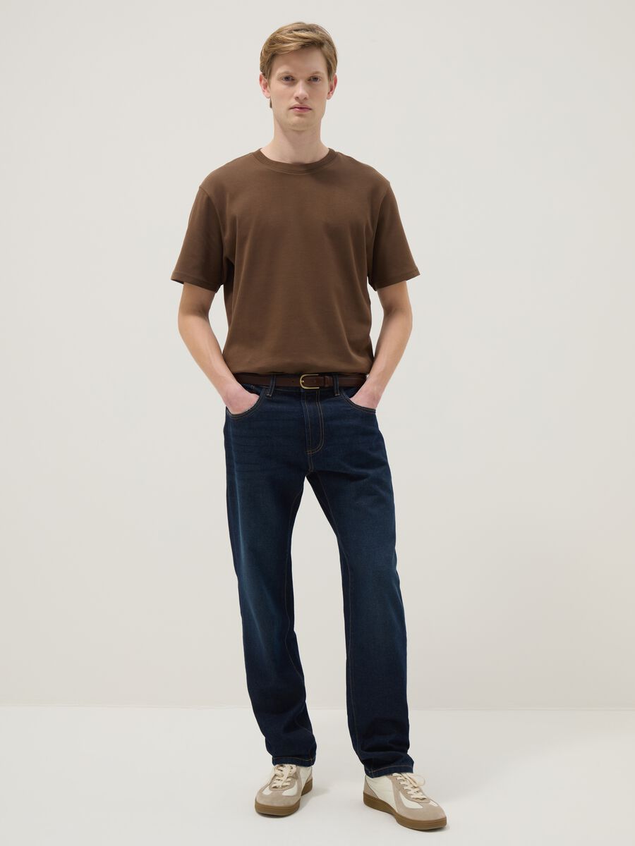 Relaxed Fit Brown The Iconic Tee T-shirt in Pure Cotton_2