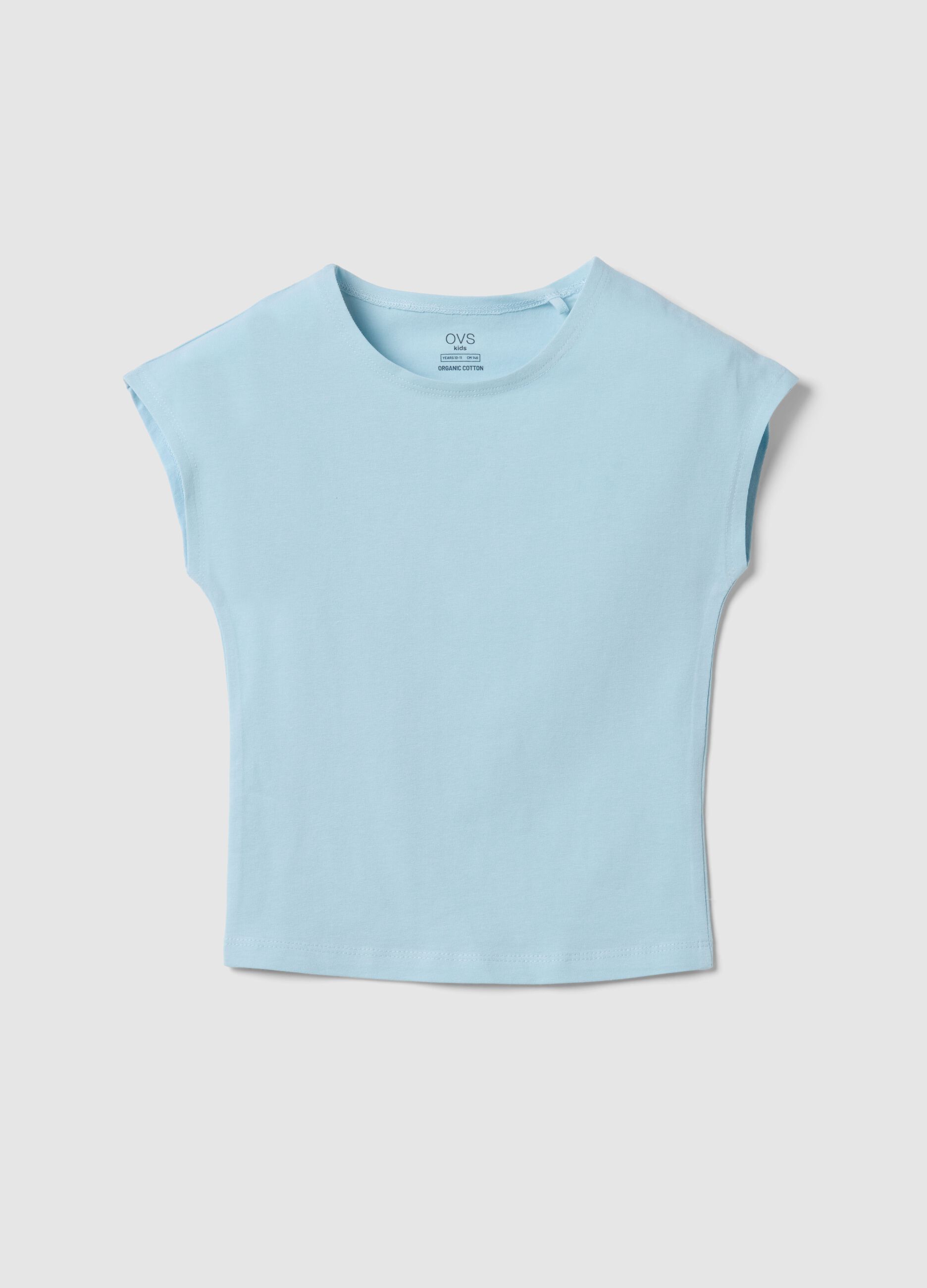 Slim Fit Girl's Blue Stretch Cotton T-shirt
