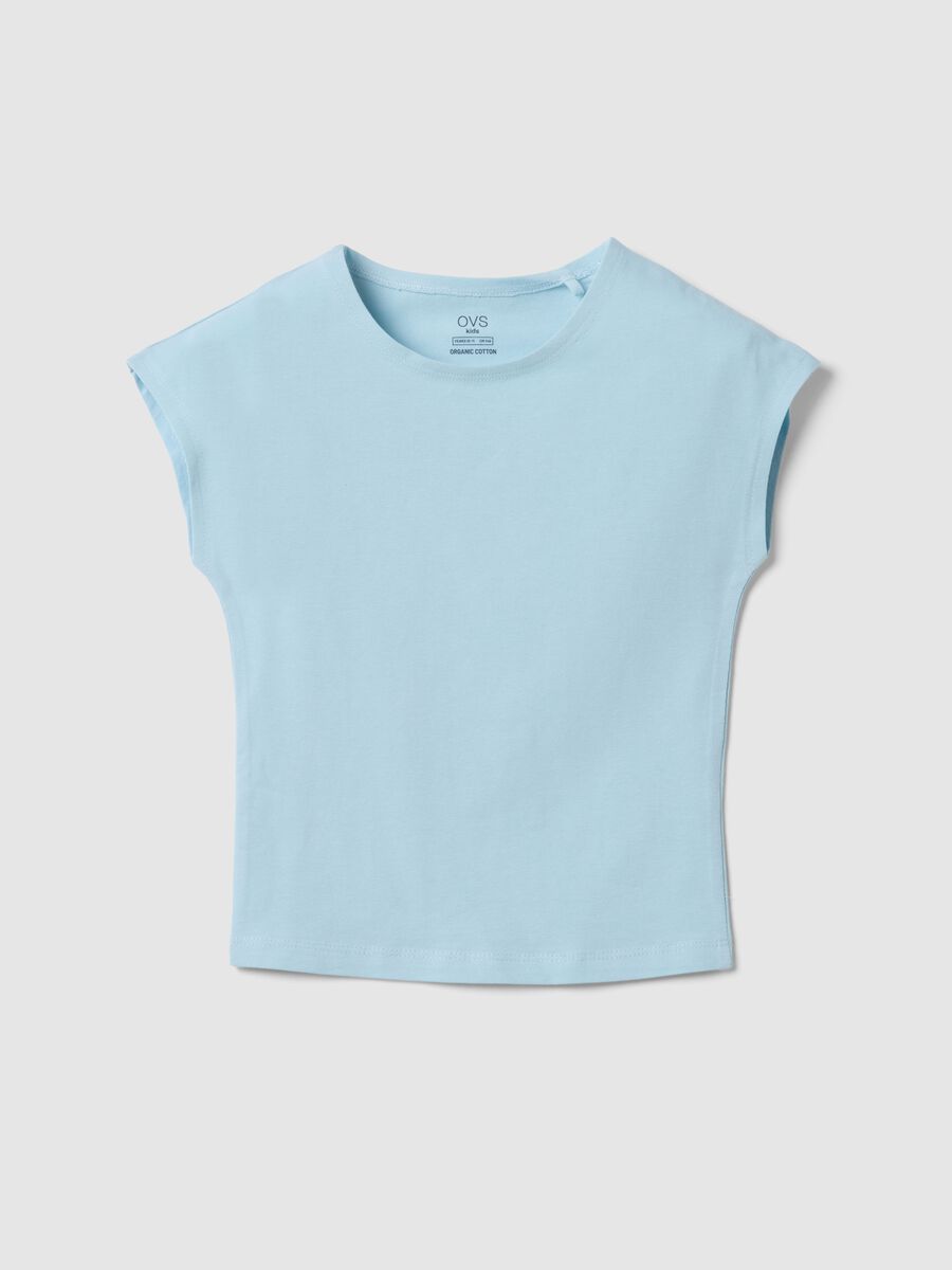 Slim Fit Girl's Blue Stretch Cotton T-shirt_0
