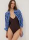 Blue striped pure cotton kaftan_0