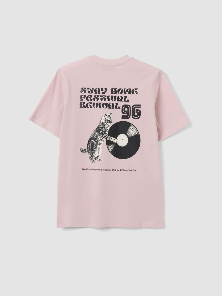 Pink relaxed-fit pure cotton T-shirt with print_1