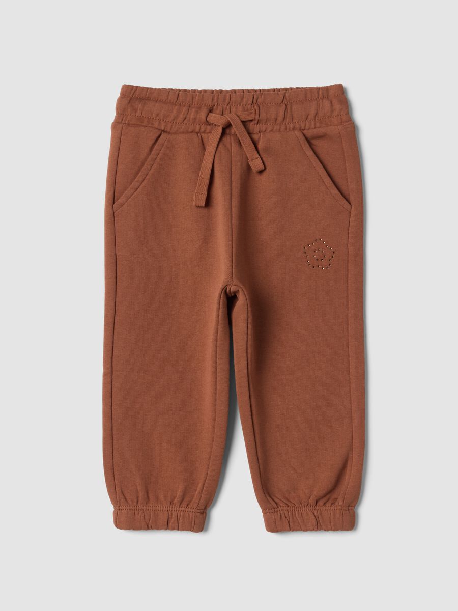 Cal&ccedil;as jogger castanhas em algod&atilde;o puro, corte regular_0