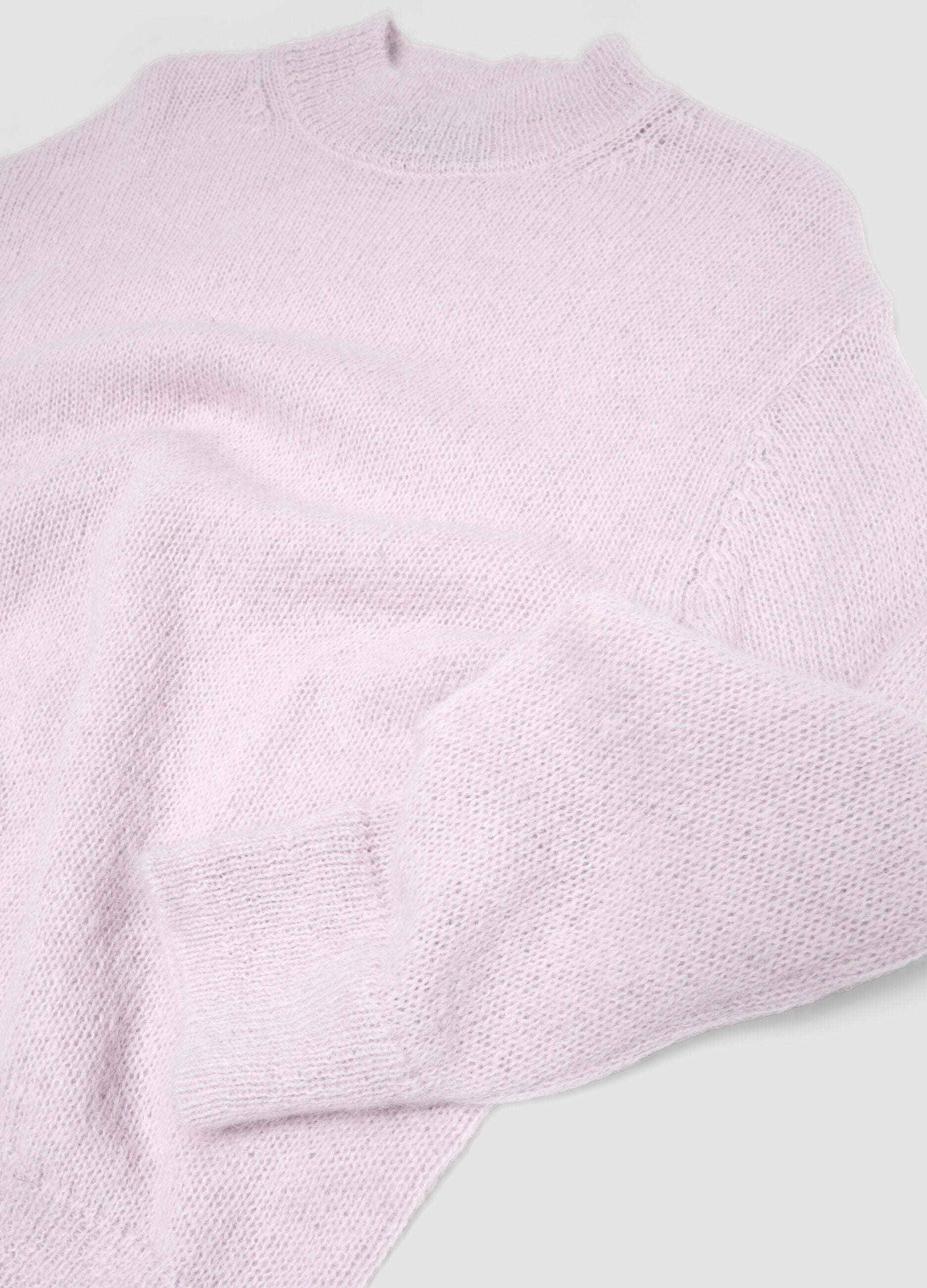 Mohair-Pullover mit Rundhalsausschnitt in Hellrosa