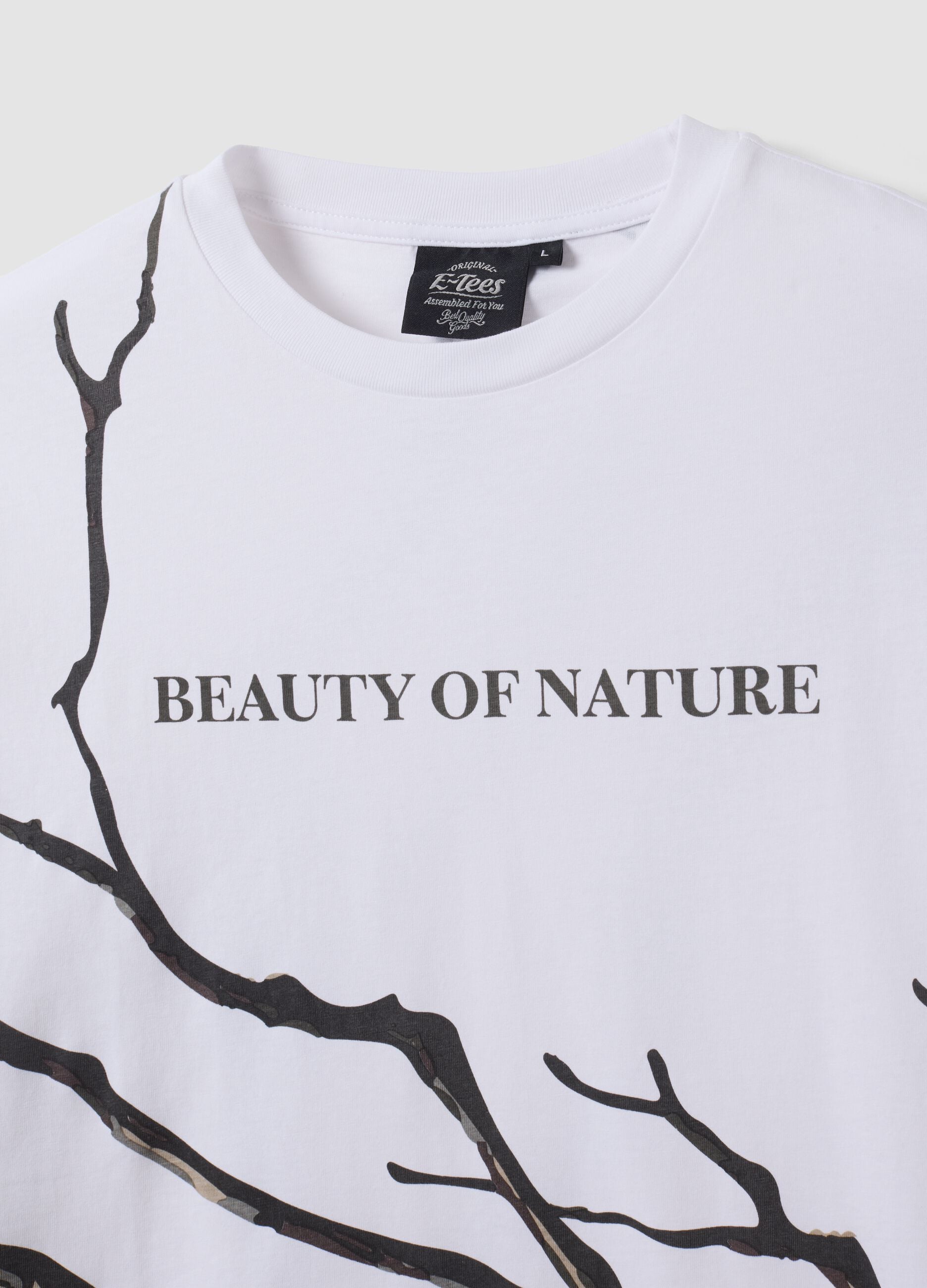 Wei&szlig;es T-Shirt aus reiner Baumwolle mit Rankenprint