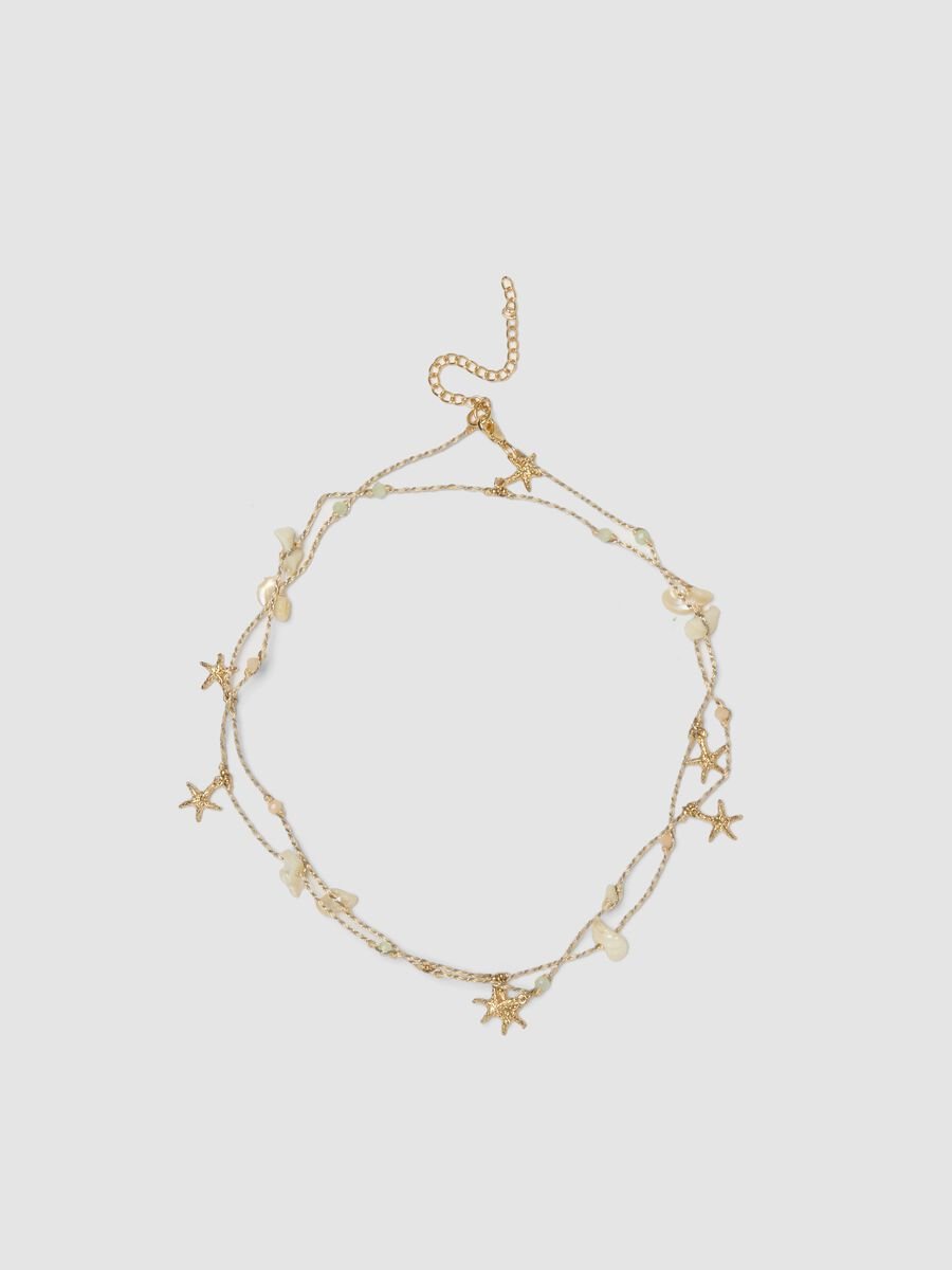 Beige Halskette mit maritimen Anh&auml;ngern und Steinen_0