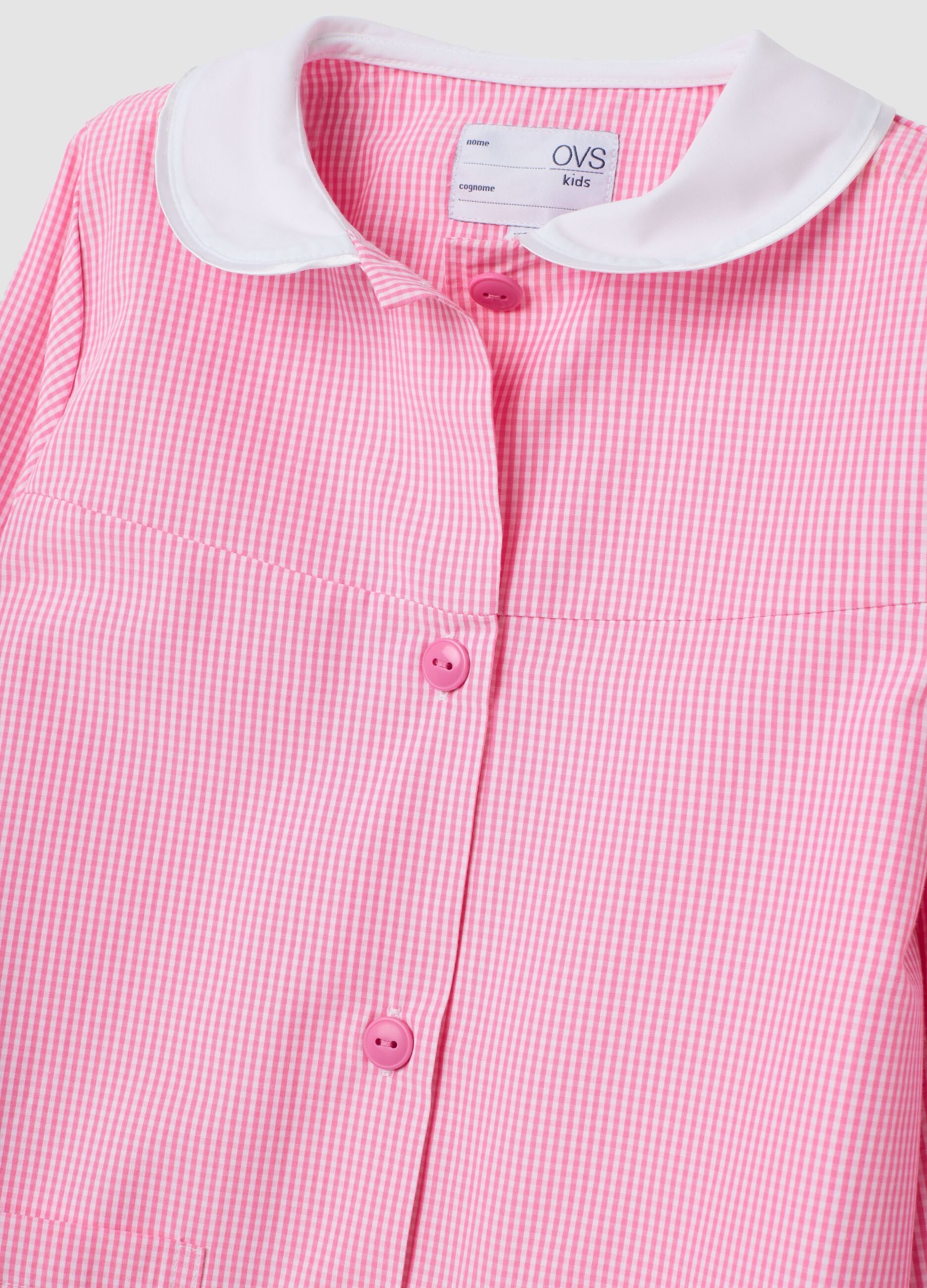 2er-Pack rosa Kindergartenkittel f&uuml;r M&auml;dchen mit wei&szlig;em Kragen
