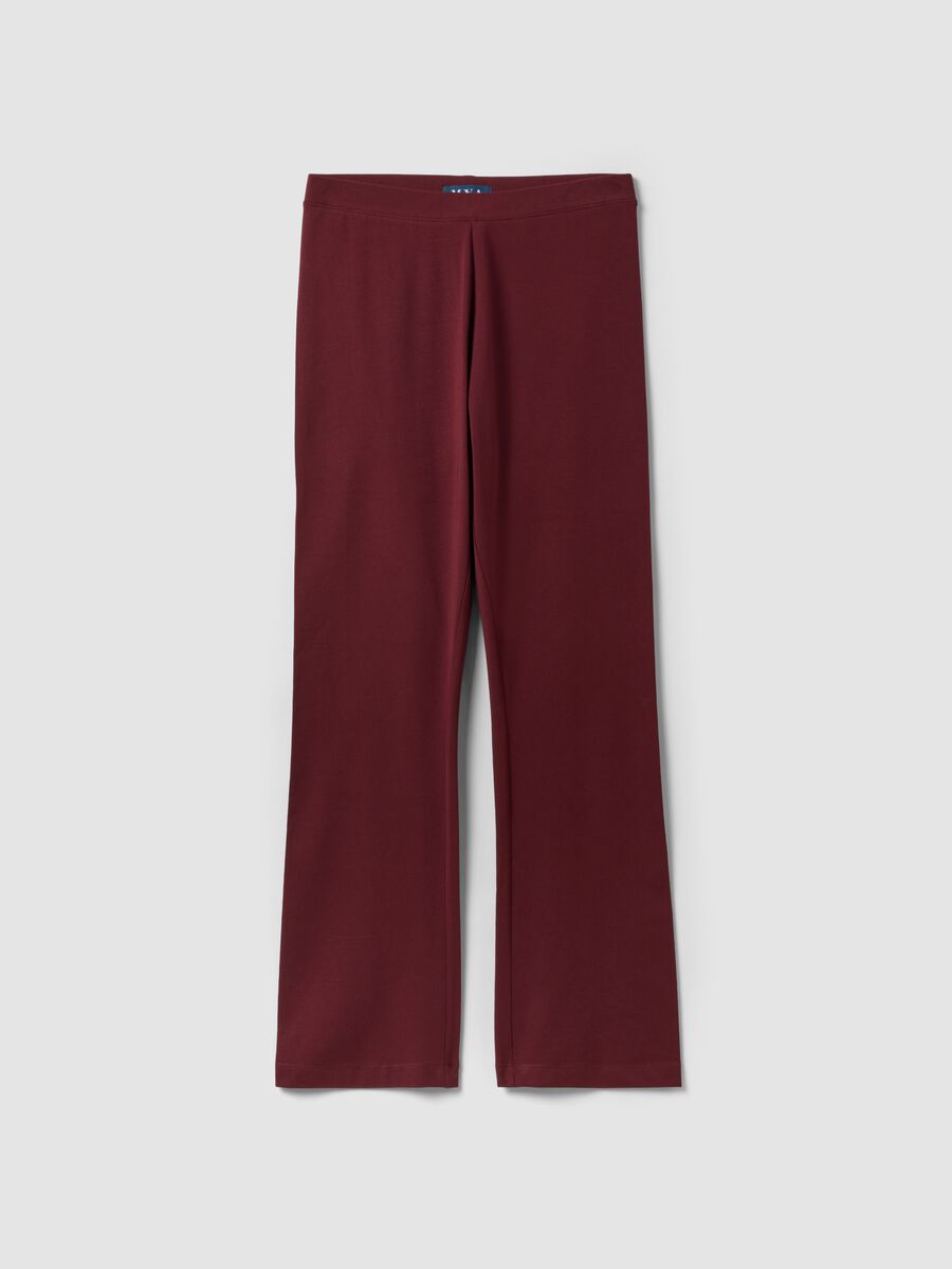 Red flared leggings in stretch cotton_4