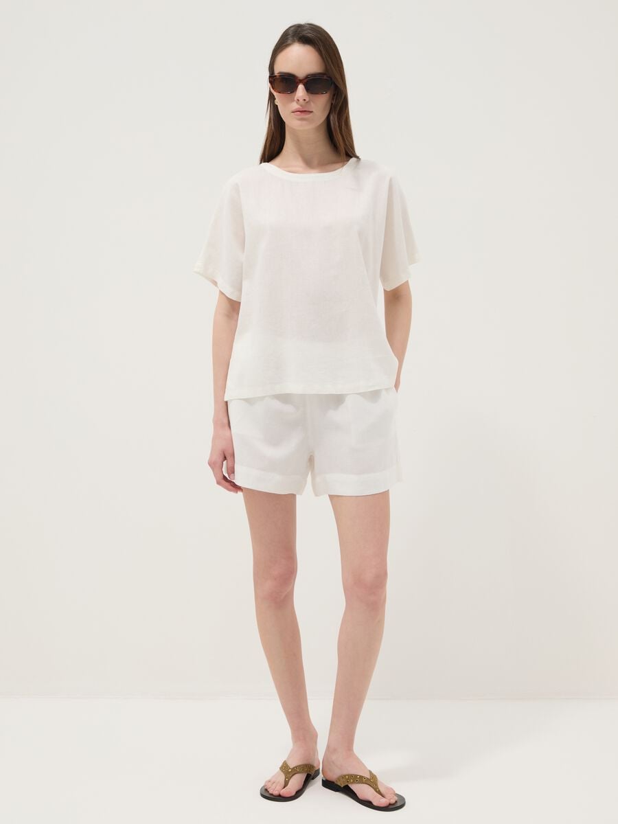 White linen and viscose blend blouse, regular fit_2