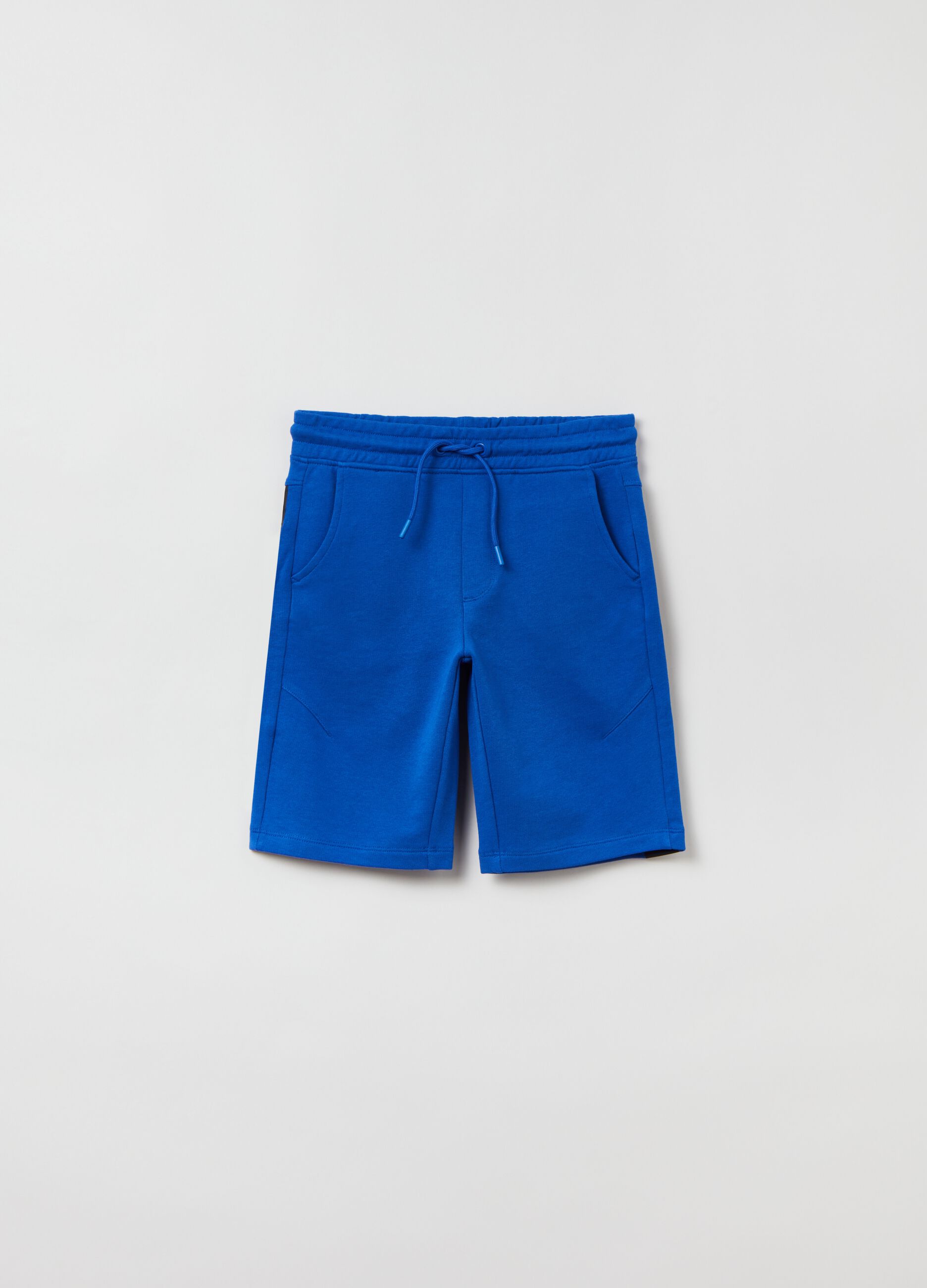 Bermuda shorts with drawstring waist and side bands.